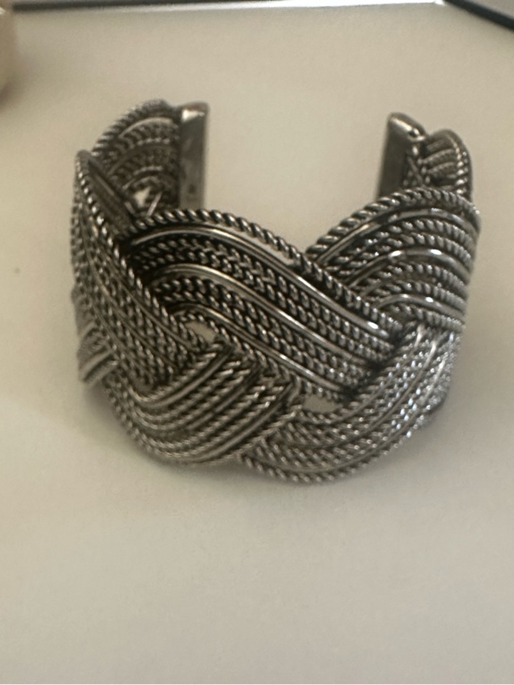 Braided Silver-Tone Cuff Bracelet